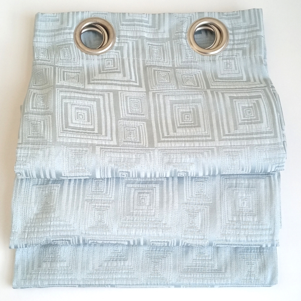 Light Aqua Blue Semi Sheen Mid Century Modern Curtain Panel 50" x 83" (1 Panel)